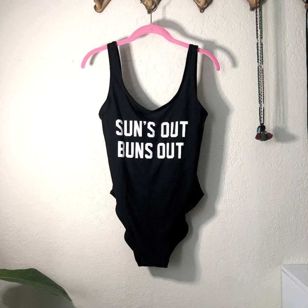 NWT Suns out Buns out Black one piece bathing suit
